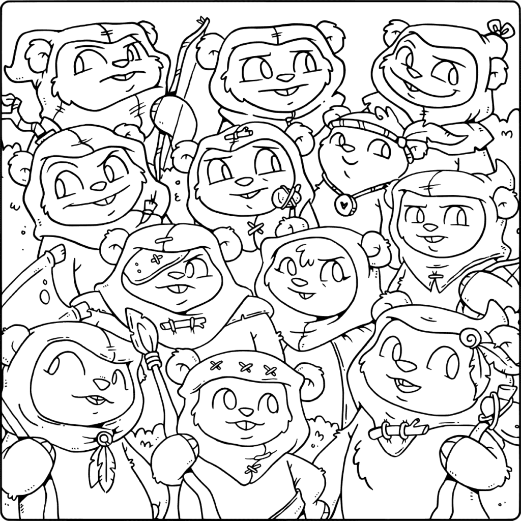 Cartoon Ewoks Coloring Page