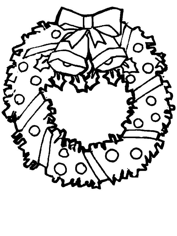 Christmas Wreath With Bells Coloring Page