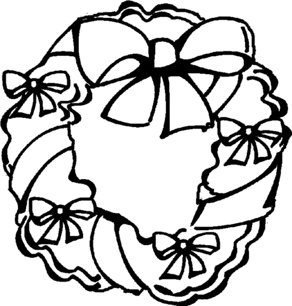 Christmas Wreath With Bows Coloring Page