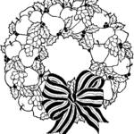 Christmas Wreath With Fruit Coloring Page