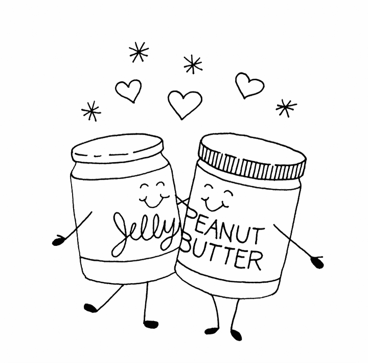 Cute Peanut Butter And Jelly Dancing Coloring Page