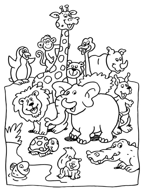 Cute Wildlife Coloring Page