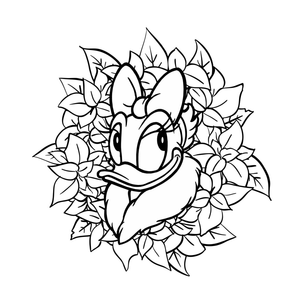 Daisy Duck Christmas Wreath Coloring Page
