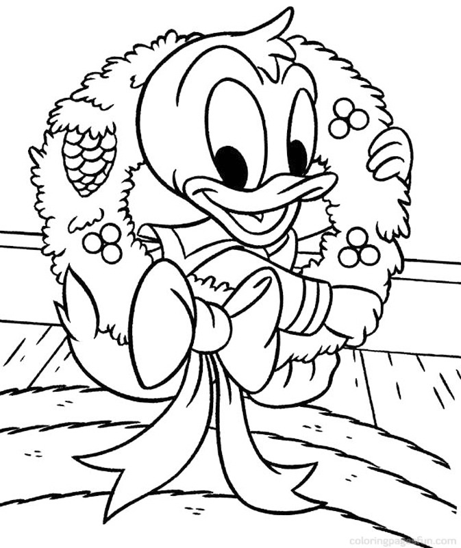 Donald Duck Christmas Wreath Coloring Page
