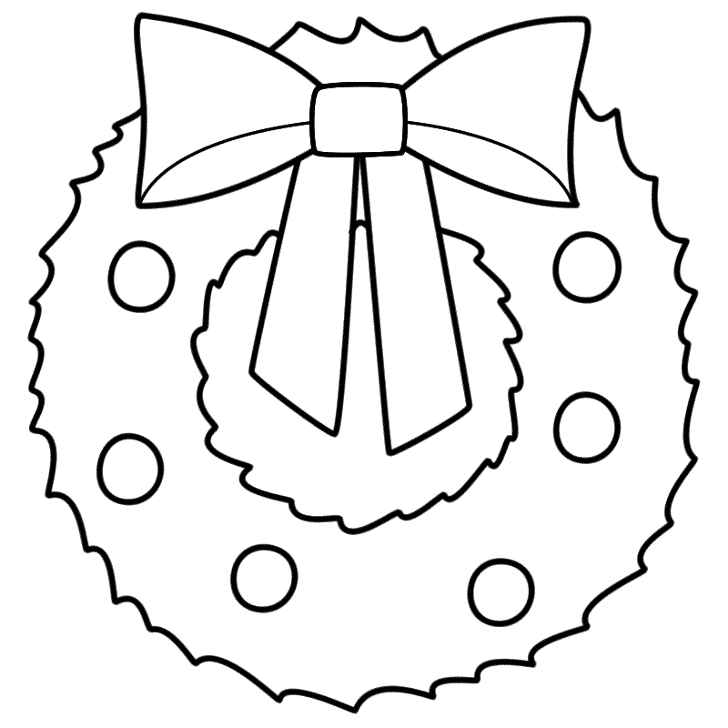 Easy Christmas Wreath Coloring Page