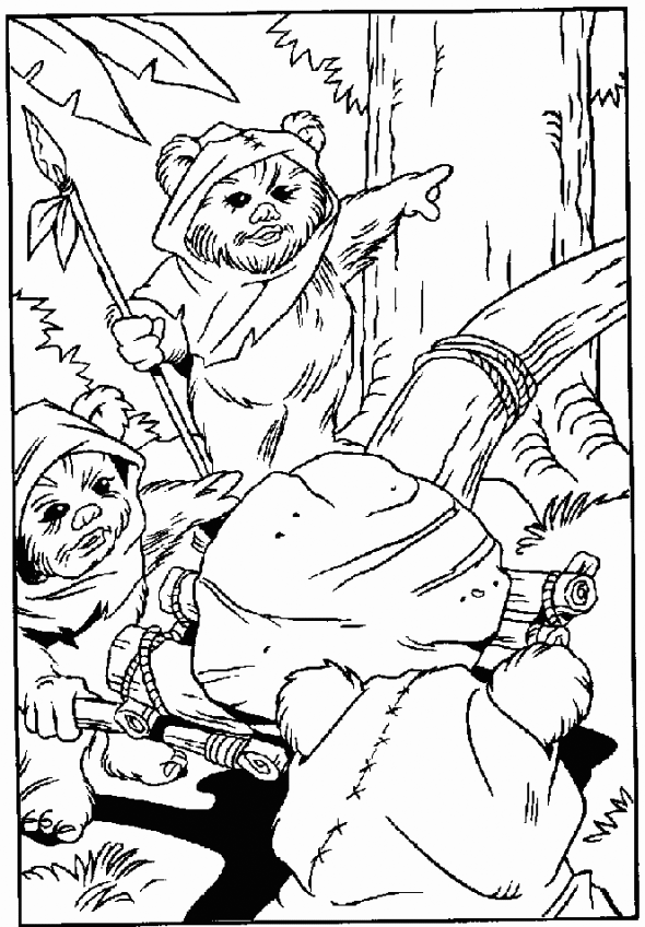Ewok Pointing Coloring Page