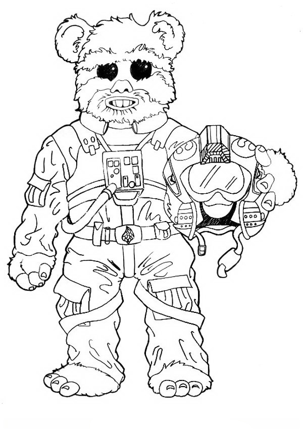 Ewok In Uniform Coloring Page