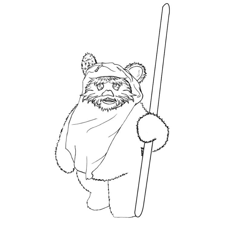 Ewok With Staff Coloring Page