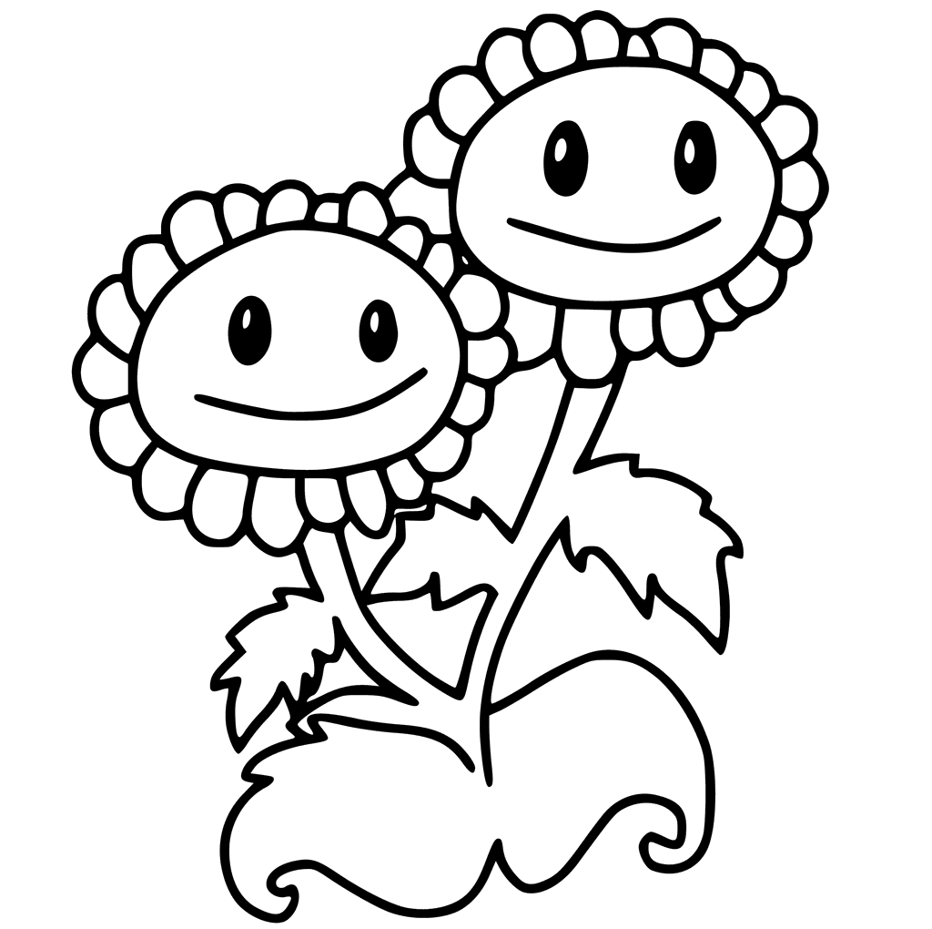 Flowers Plants Vs Zombies Coloring Page
