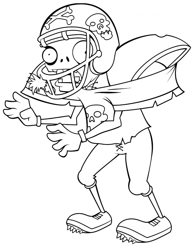 Football Plant Vs Zombie Coloring Page