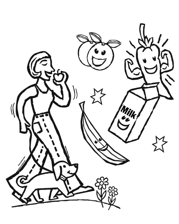 Healthy Lifestyle Coloring Page