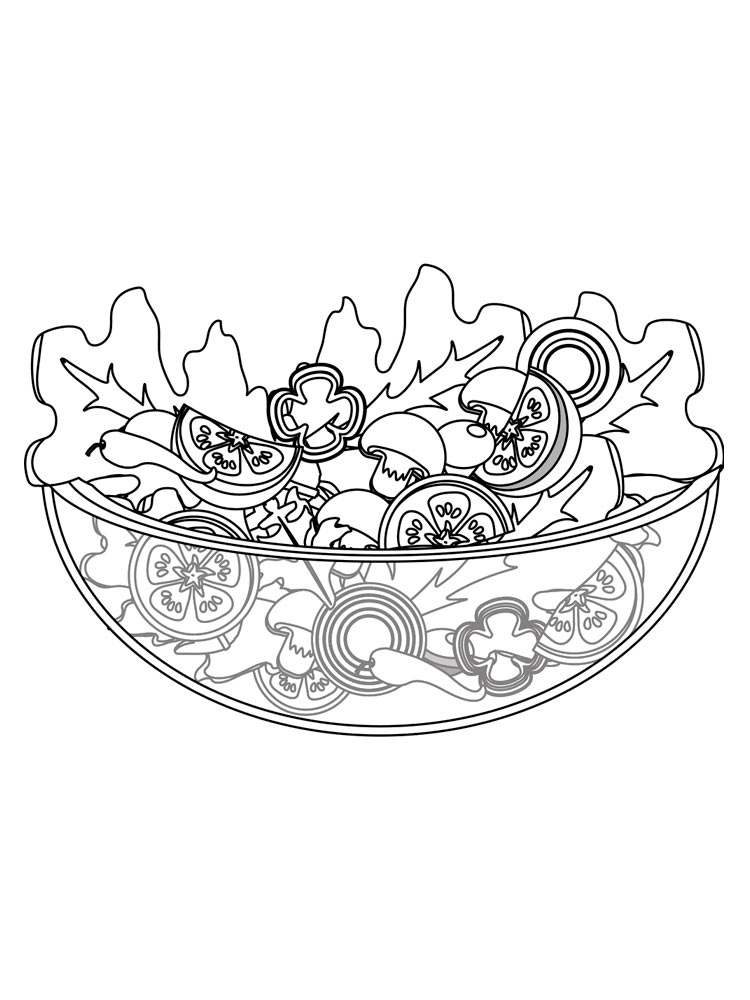 Healthy Salad Coloring Page