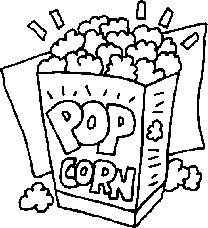 Healthy Snack Popcorn Coloring Page
