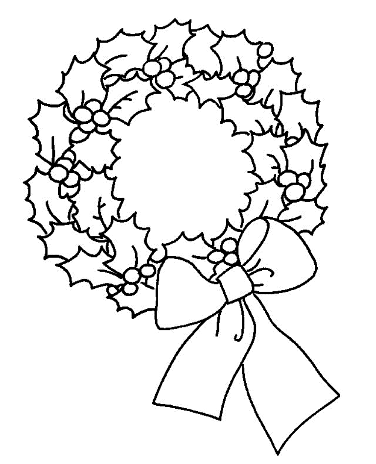 Holly Christmas Wreath Coloring Page