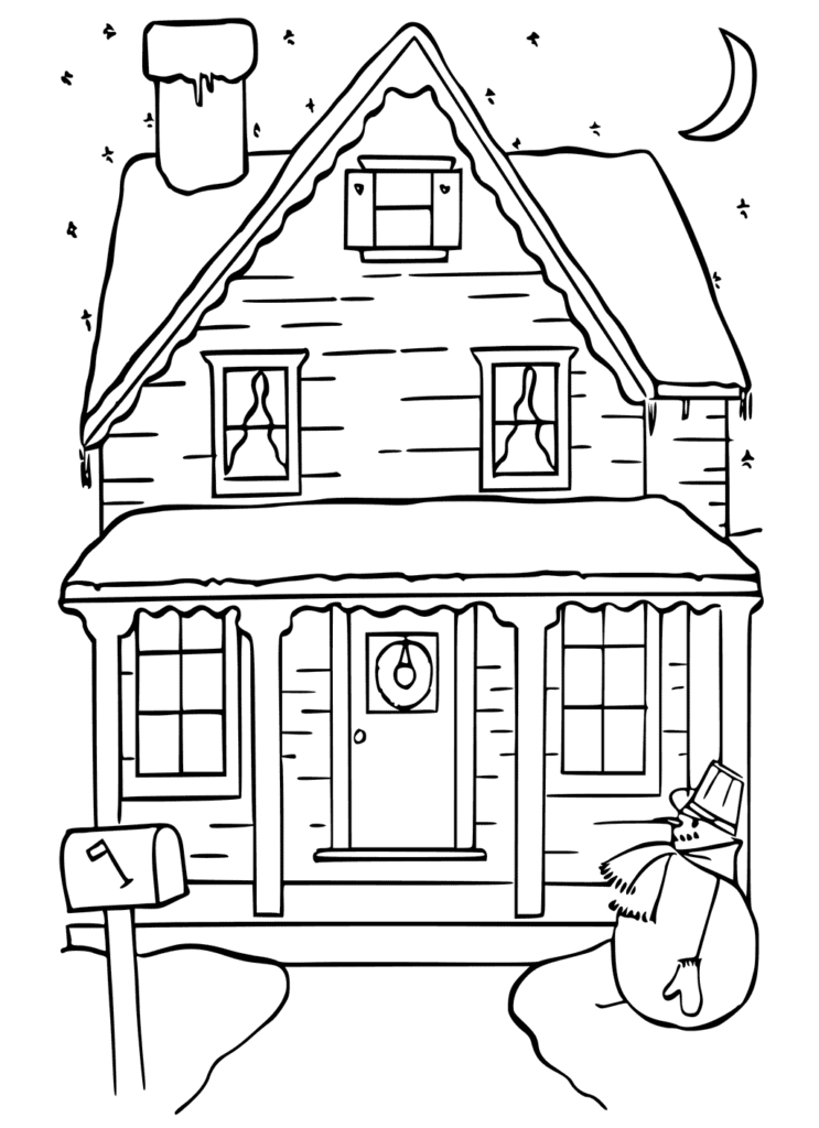 Home For Christmas Coloring Page