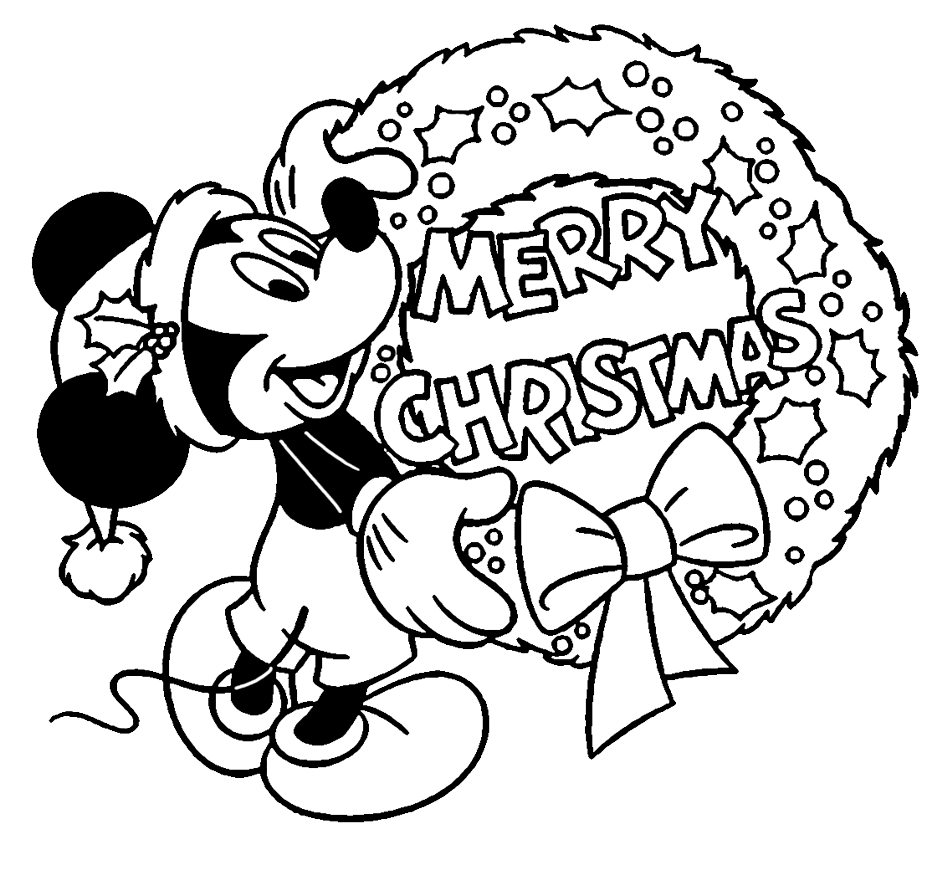 Merry Christmas Wreath Coloring Page