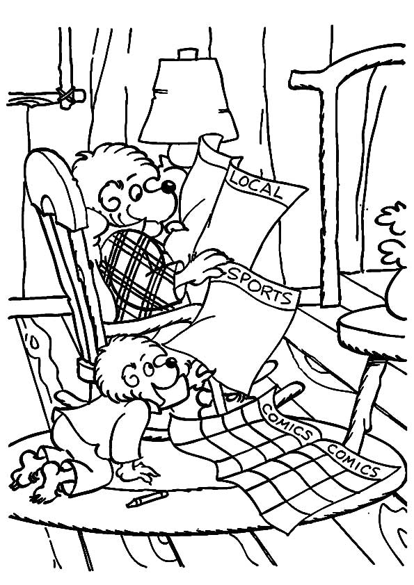 Papas Newspaper Berenstain Bears Coloring Page