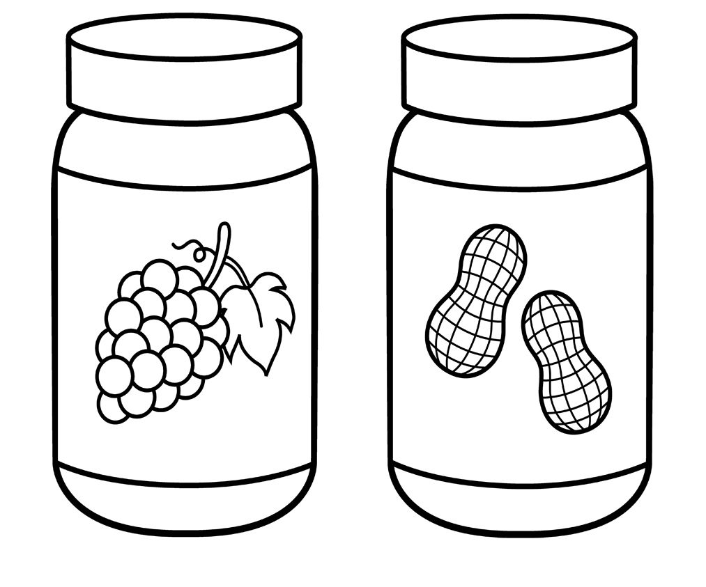 Peanut Butter Jelly Jars Coloring Page