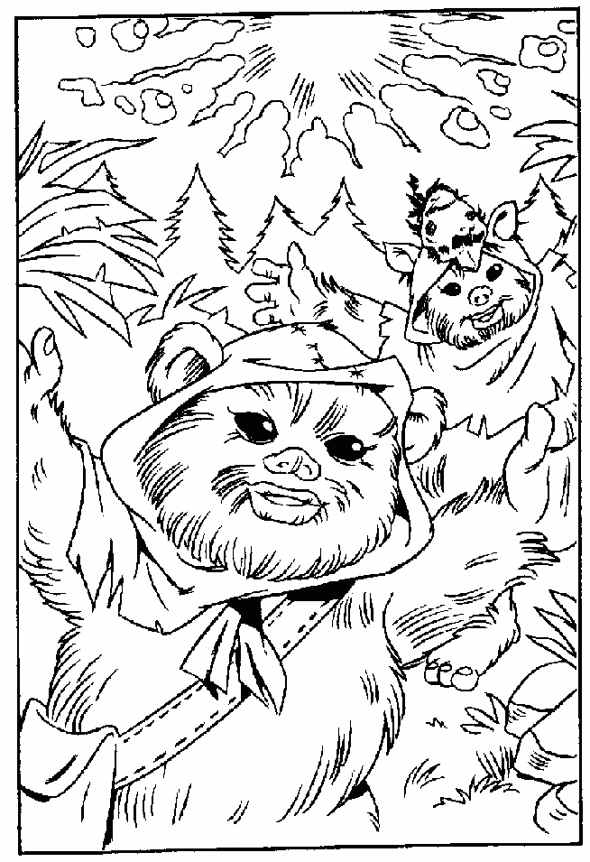 Running Ewoks Coloring Page