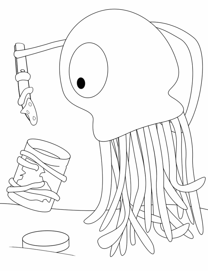 Monster Eating Peanut Butter Coloring Page