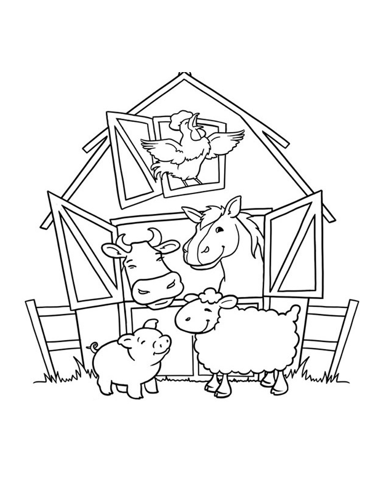 Animals In The Barn Coloring Page