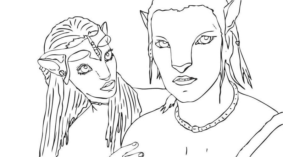 Avatar Neytir And Jake Sully Coloring Page