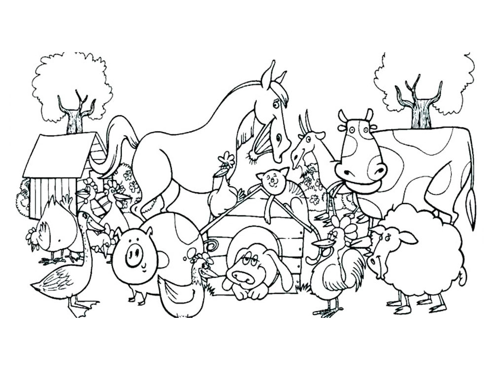 Barn And Farm Animals Coloring Page