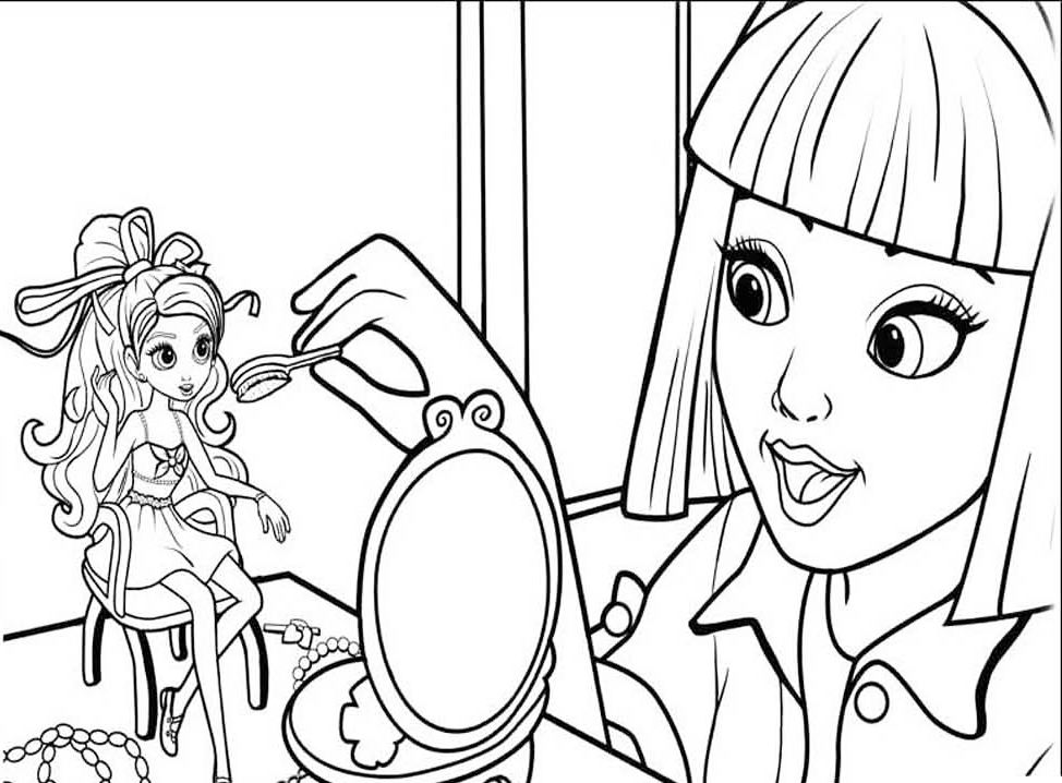 Brushing Thumbelinas Hair Coloring Page