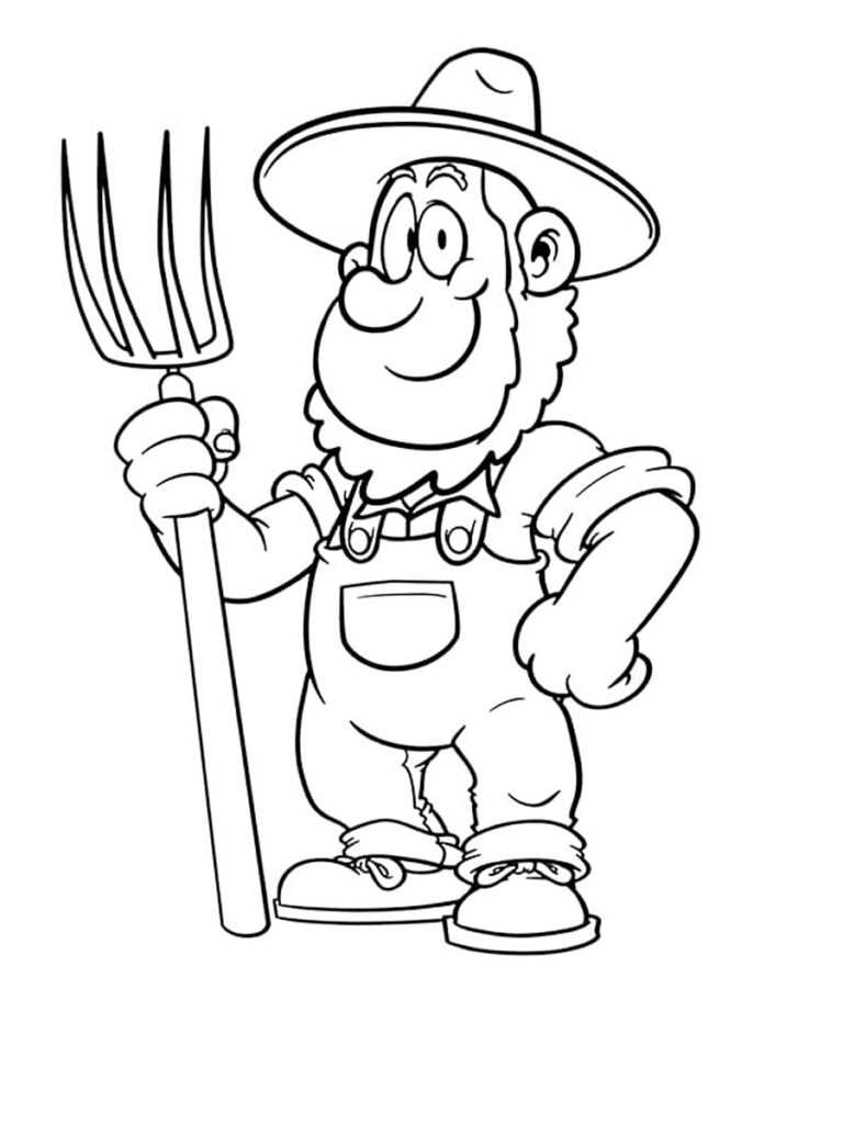 Cute Cartoon Farmer Coloring Page