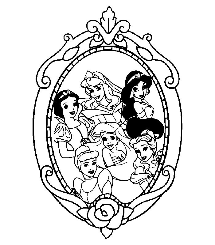 Disney Princess Picture Frame Coloring Page