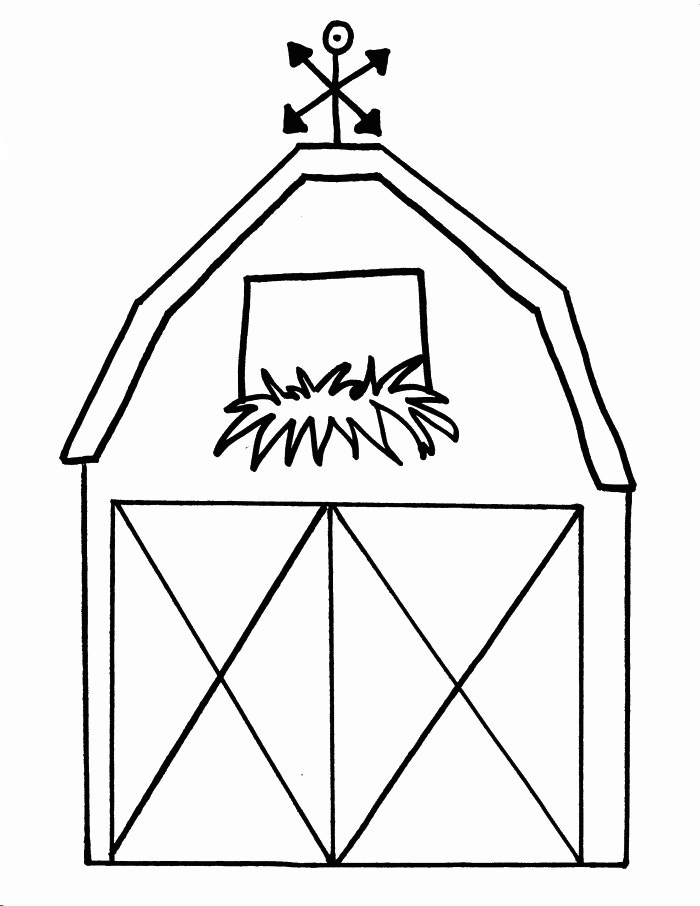 Easy Barn Coloring Page