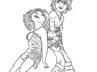 Eep And Guy Croods Coloring Page