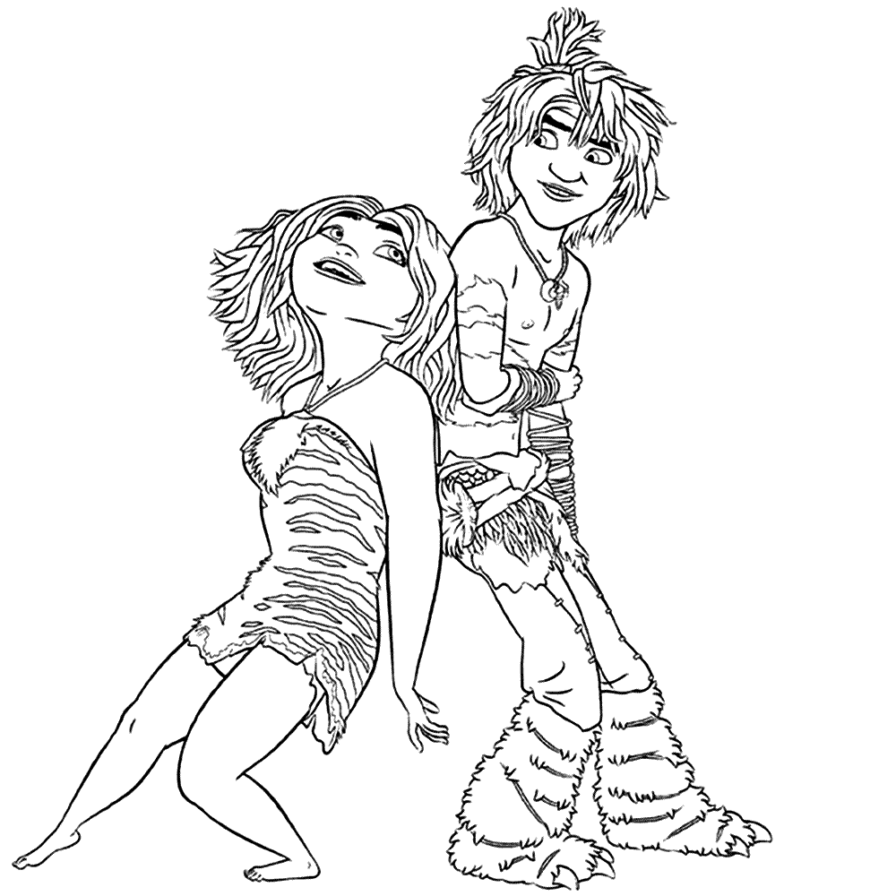 Eep And Guy Croods Coloring Page