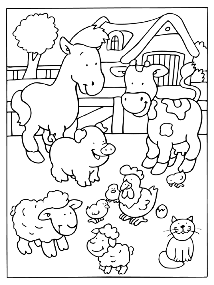 Farm Animals And Barn Coloring Pages