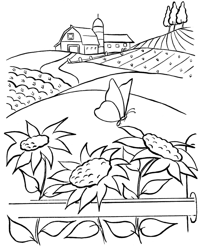 Farm Scene Coloring Page