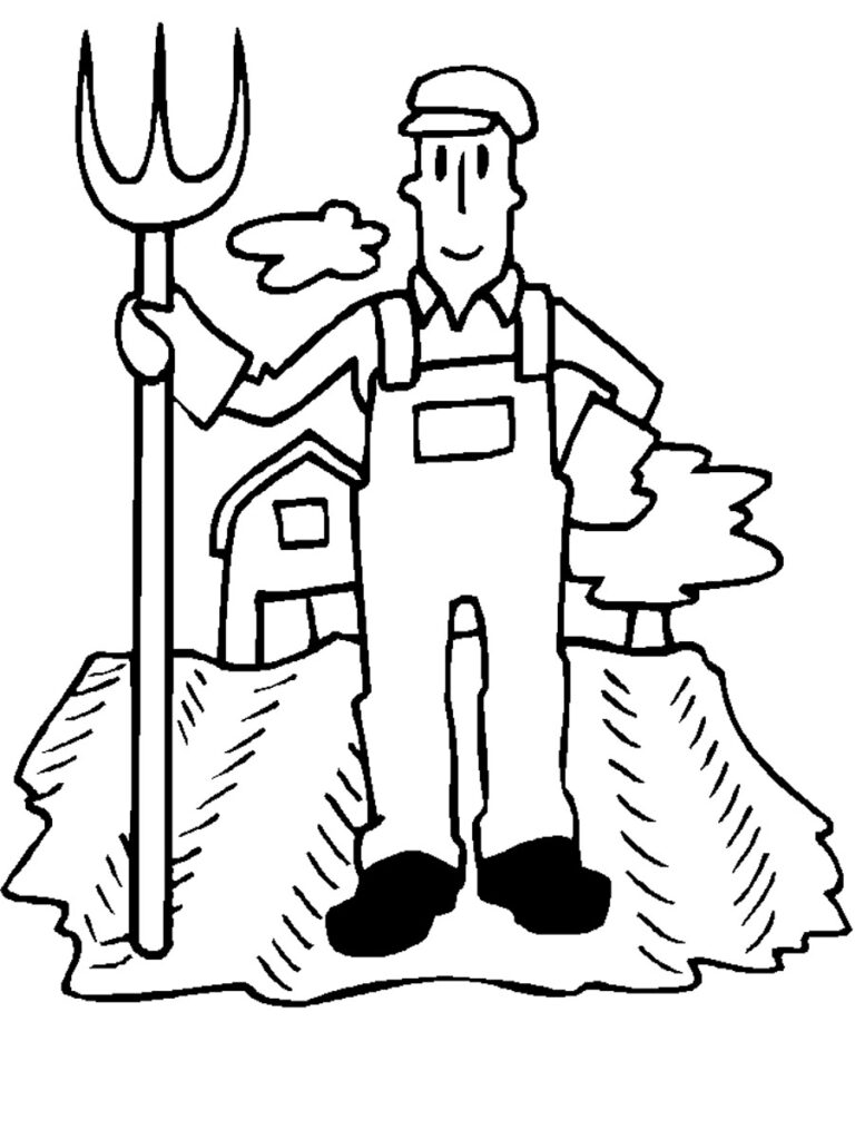 Farmer On The Farm Farmer Coloring Page