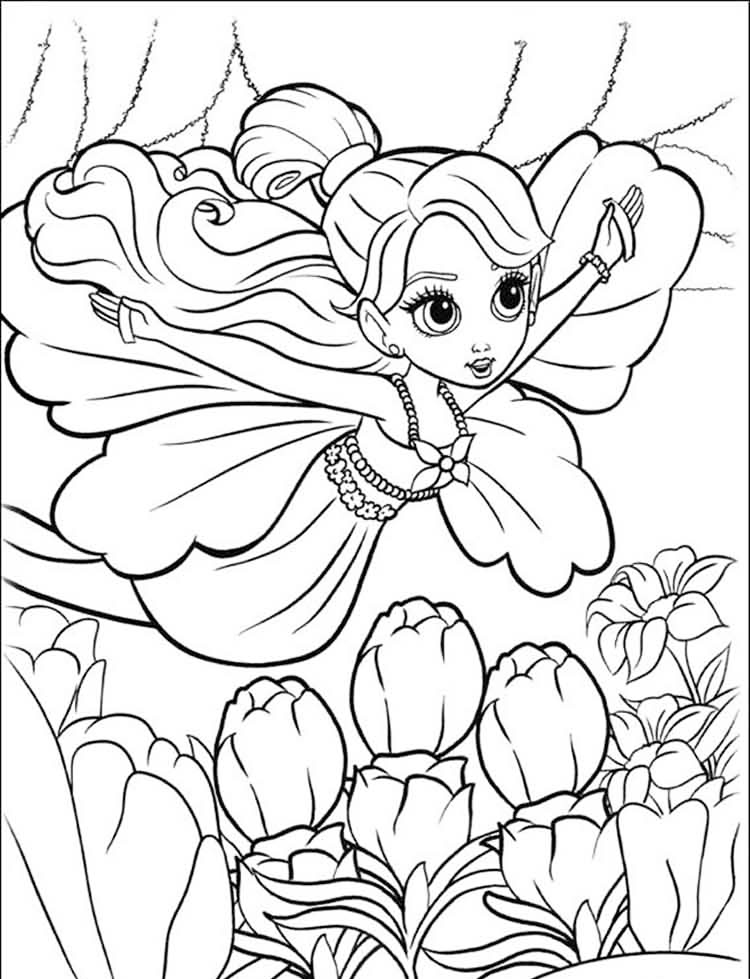 Flying Thumbelina Coloring Page