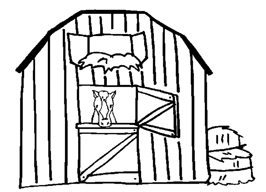 Horse Barn Coloring Page