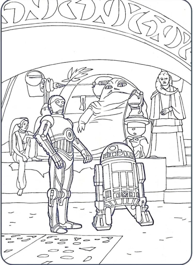 Jabba C3po R2d2 Coloring Page