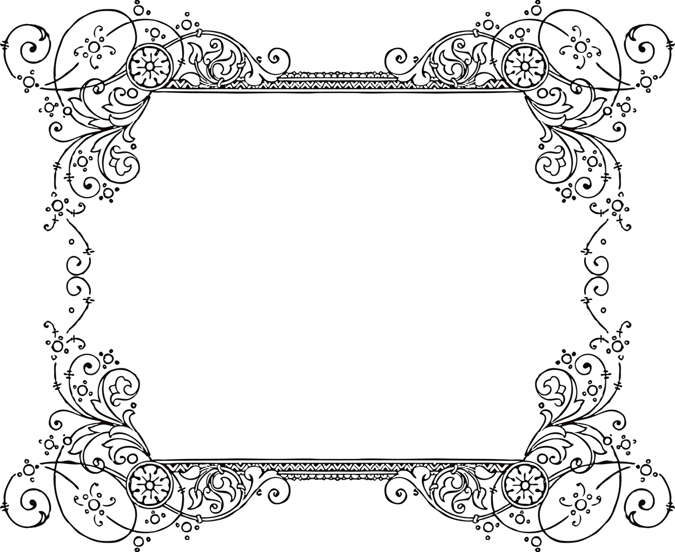 Picture Frame Coloring Pages - Landscape Floral Frame