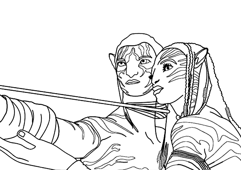 Neytiri And Jake Avatar Coloring Page