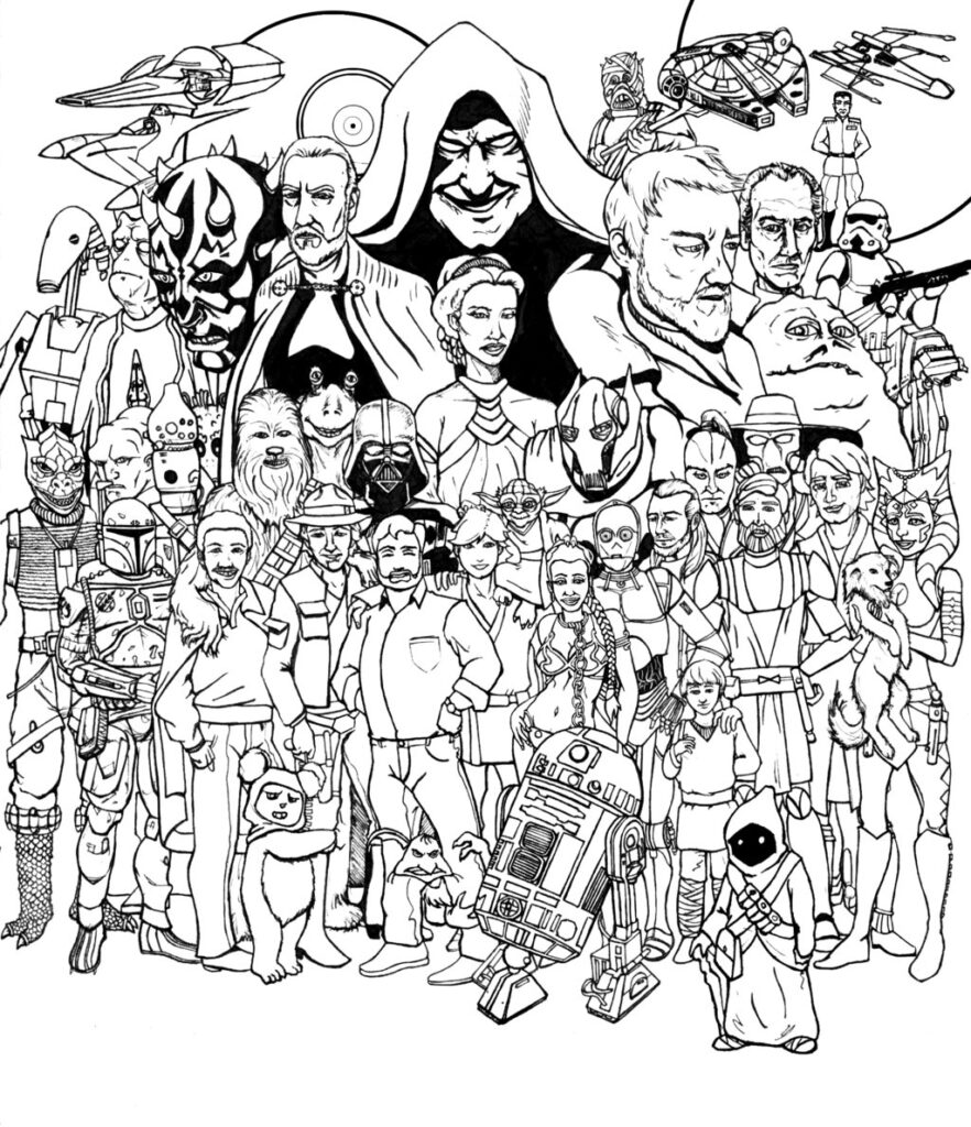 Star Wars Coloring Page All Characters