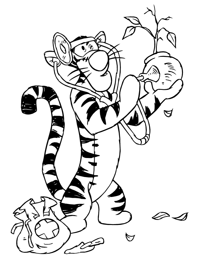 Tigger Plant Doctor Coloring Page