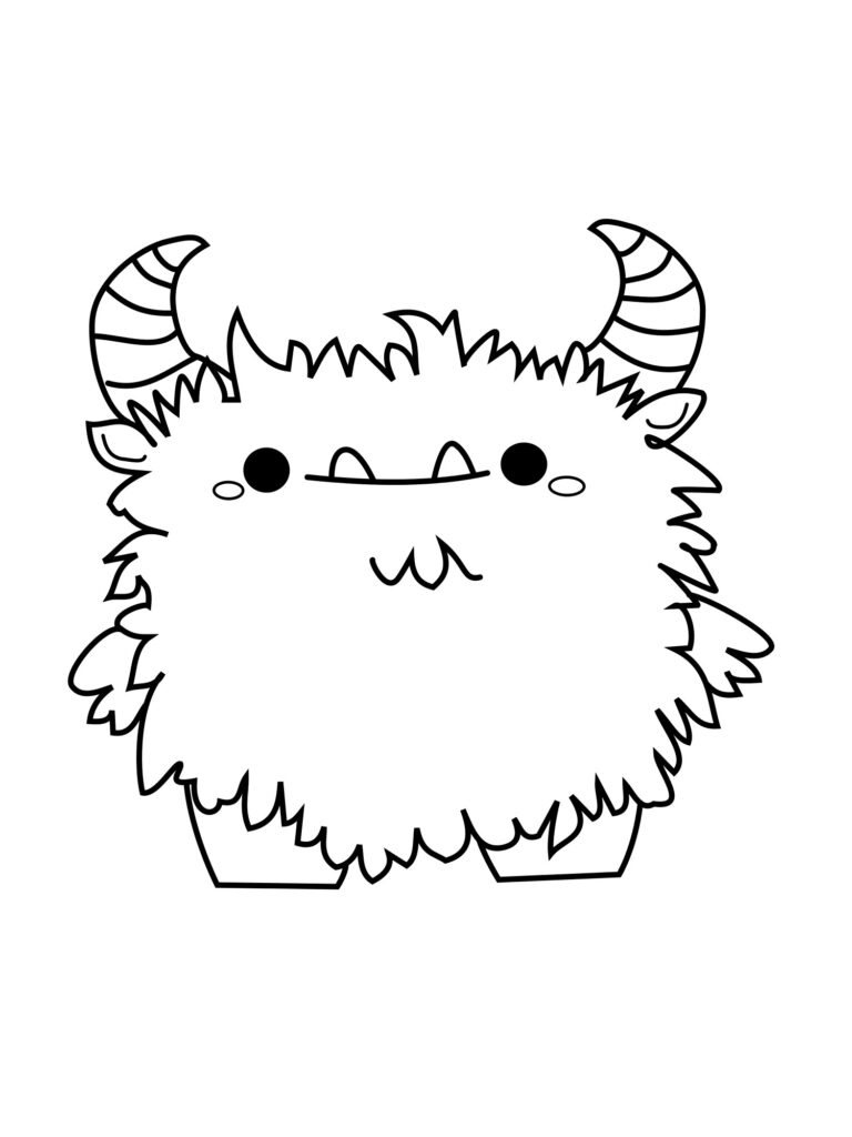 2 Horn Fuzzy Monster Coloring Page