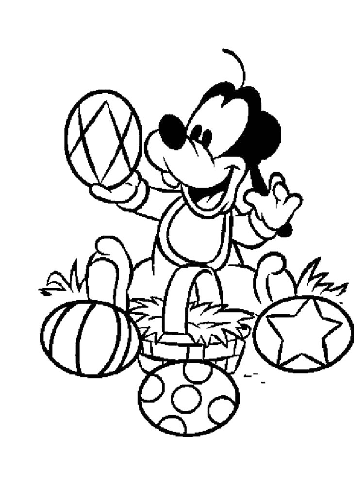 Baby Goofy Easter Sunday Coloring Page