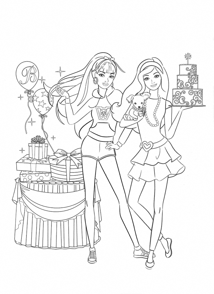 Barbie Party Coloring Page