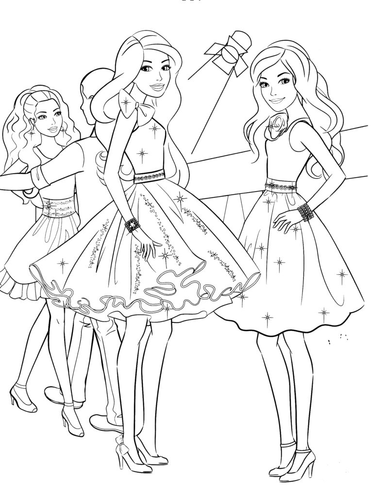 Barbie Party Coloring Pages