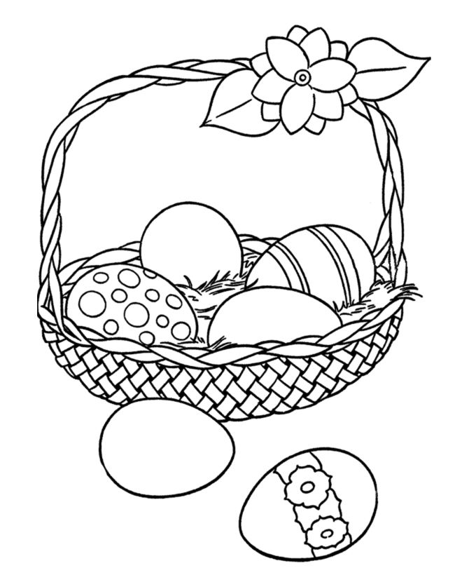 Basket Of Easter Eggs Coloring Page