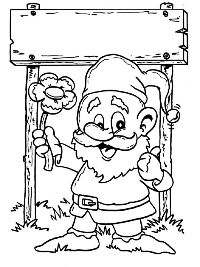 Blank Gnome Sign Coloring Page