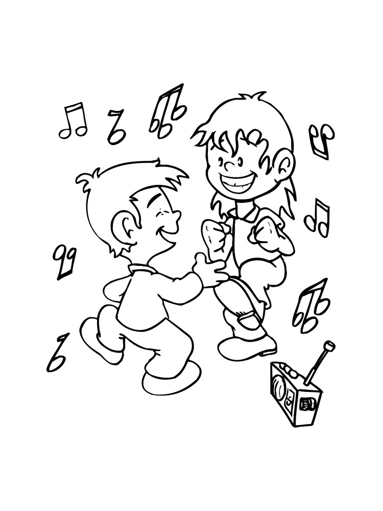 Boys Dancing Party Coloring Page